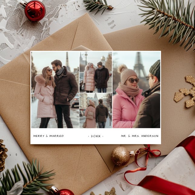Tarjeta Festiva Elegante foto de recién casados Navidades merry y  (Subido por el creador)