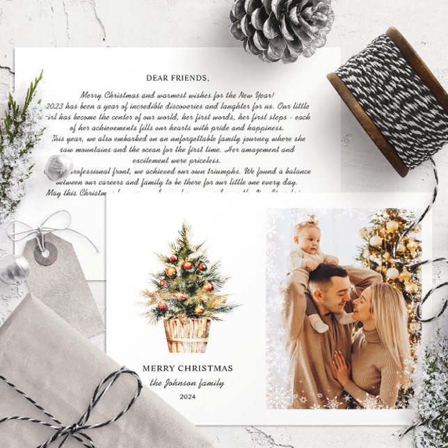Tarjeta Festiva Elegante foto de revisión familiar anual de navida (Subido por el creador)