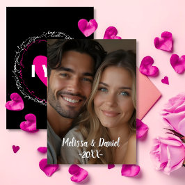 Tarjeta Festiva Elegante foto de San Valentín de amor negro y rosa