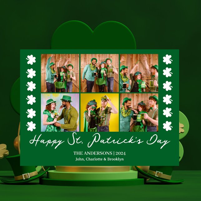 Tarjeta Festiva Elegante foto de Shamrock St. Patrick's Day Family (Subido por el creador)