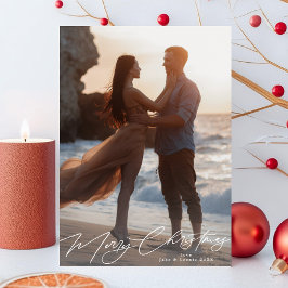 Tarjeta Festiva Elegante foto de Splendor de White Merry Christmas