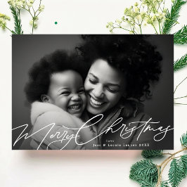 Tarjeta Festiva Elegante foto de Splendor de White Merry Christmas