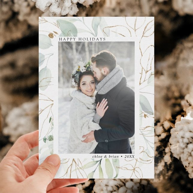 Tarjeta Festiva Elegante foto de verde botánico de oro (Subido por el creador)