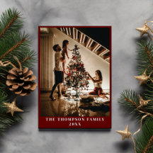 Elegante foto familiar 2024 Minimalista rojo oscur