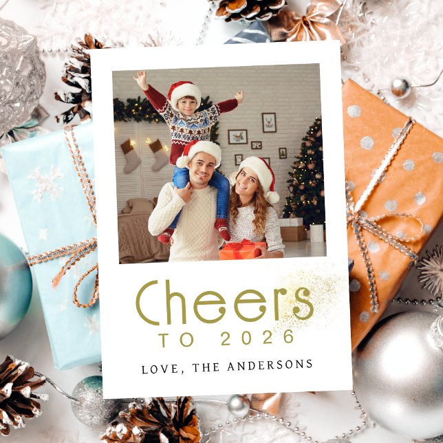 Tarjeta Festiva Elegante foto familiar de Año Nuevo Feliz Año Nuev (Subido por el creador)