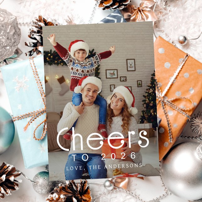 Tarjeta Festiva Elegante foto familiar de Año Nuevo Feliz Año Nuev (Subido por el creador)