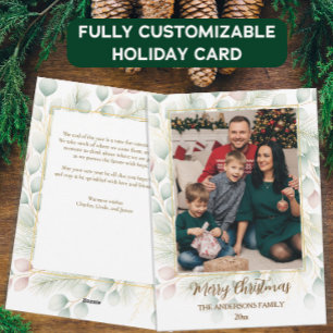 Tarjeta Festiva Elegante foto familiar de Navidades botánicos