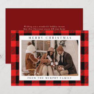 Tarjeta Festiva Elegante foto familiar de Navidades de escúfalo ro