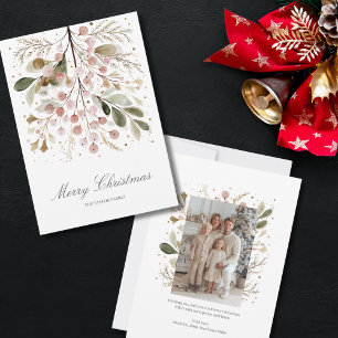Tarjeta Festiva Elegante foto familiar de Navidades de la vegetaci