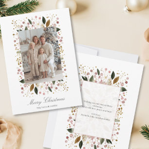 Tarjeta Festiva Elegante foto familiar de Navidades de la vegetaci