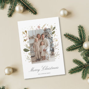 Tarjeta Festiva Elegante foto familiar de Navidades de la vegetaci