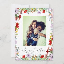 Tarjeta Festiva Elegante Foto Floral Botánica Feliz Pascua