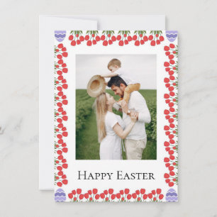 Tarjeta Festiva Elegante Foto Floral Colorida Feliz Pascua