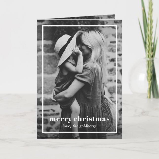 Tarjeta Festiva Elegante foto fronteriza con Navidades modernos (Anverso)