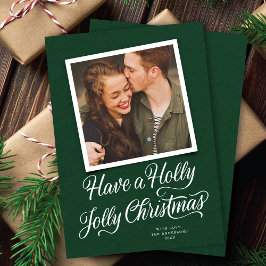 Tarjeta Festiva Elegante foto manuscrita de Navidades de Holly Ver