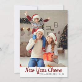 Tarjeta Festiva Elegante foto mínima feliz de la familia de Año Nu