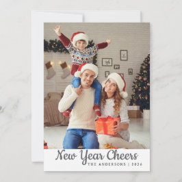 Tarjeta Festiva Elegante foto mínima feliz de la familia de Año Nu