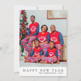 Tarjeta Festiva Elegante foto mínima feliz de la familia de Año Nu