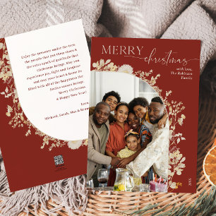 Tarjeta Festiva Elegante foto minimalista de Navidades rojos Boho