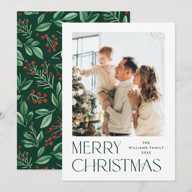 Tarjeta Festiva Elegante foto Minimalista del saludo navideño (Anverso / Reverso)