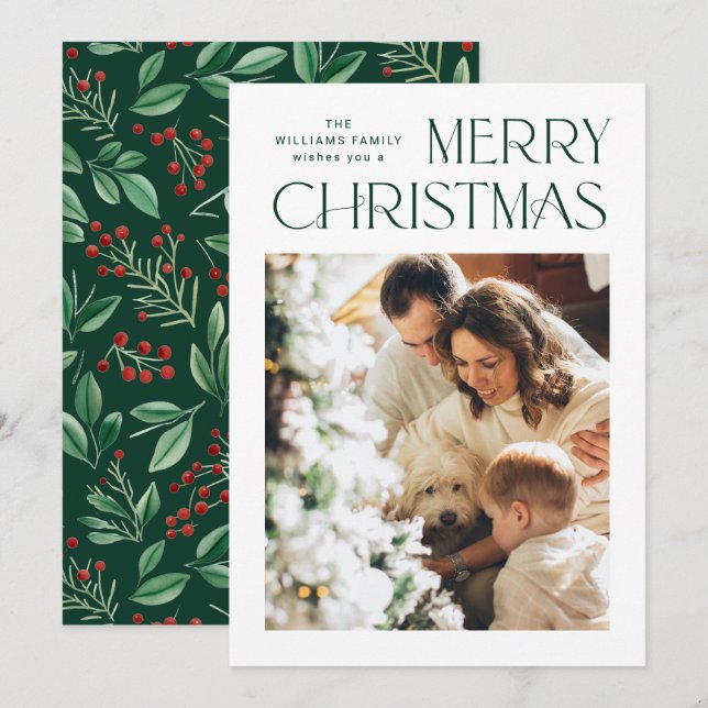 Tarjeta Festiva Elegante foto Minimalista del saludo navideño (Anverso / Reverso)