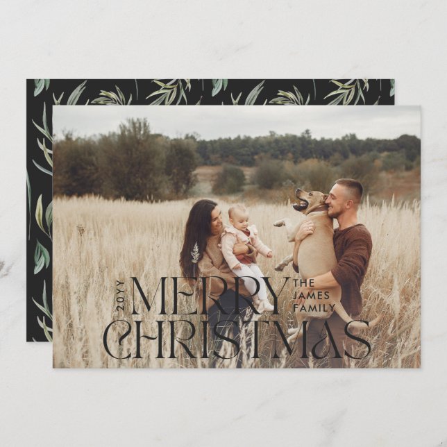 Tarjeta Festiva Elegante foto moderna mínima de alcohol botánico n (Anverso / Reverso)