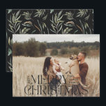 Tarjeta Festiva Elegante foto moderna mínima de alcohol botánico n<br><div class="desc">Elegante foto moderna minimalista tipografía botánica acuática Marea tarjeta plana navideña.</div>