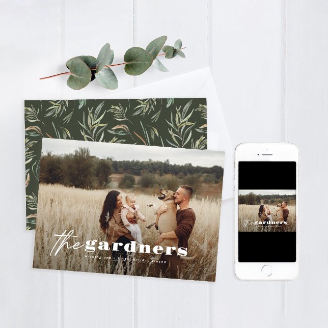 Tarjeta Festiva Elegante foto moderna mínima oliva verde botánico (Subido por el creador)