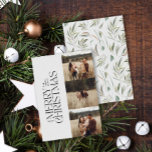 Tarjeta Festiva Elegante foto moderna minimalista foto botánica<br><div class="desc">Elegante multi foto moderna minimalista acuarela botánica de color gris natural Merry Navidad tarjeta plana.</div>