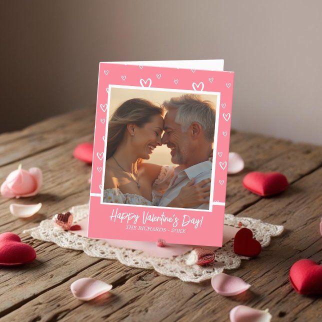 Tarjeta Festiva Elegante foto rosa de Rubor y helado (Elegant Blush Pink Photo & ice-cream Holiday Card)