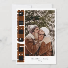 Tarjeta Festiva Elegante Foto Rustic Plaid Merry Christmas