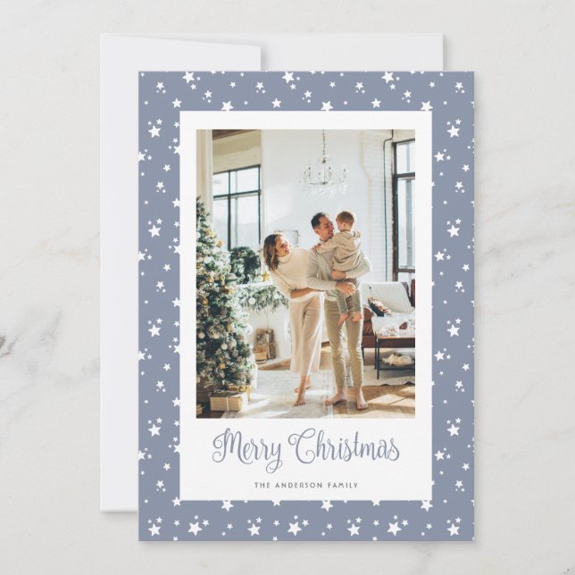 Tarjeta Festiva Elegante foto Stars Merry Christmas Card (Anverso)