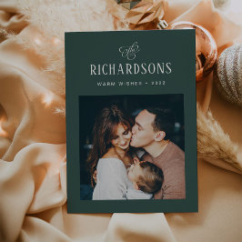 Tarjeta Festiva Elegante foto y nombre de la familia | Deseos cáli
