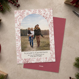 Tarjeta Festiva Elegante fotografía de arco de follaje rojo de Nav