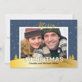 Tarjeta Festiva Elegante fotografía familiar de copos de nieve del