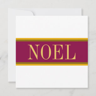Tarjeta Festiva Elegante franjas "NOEL" de oro blanco borgoñoso y 