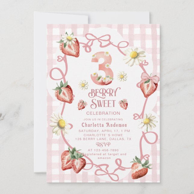 Tarjeta Festiva Elegante fresa acuarela biTarjeta de vacaciones pl (Anverso)