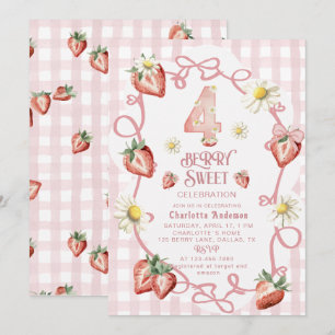 Tarjeta Festiva Elegante fresa acuarela biTarjeta de vacaciones pl