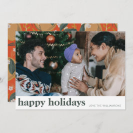 Tarjeta Festiva Elegante Fruta Botánica Fruta Verde Rojo Amplia Fo