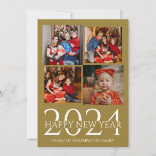 Tarjeta Festiva Elegante Fuego Moderno Feliz Año Nuevo Cuatro Foto