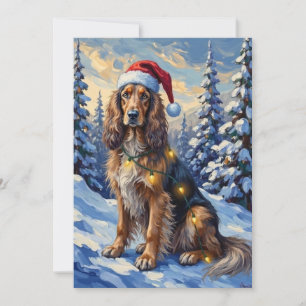 Tarjeta Festiva Elegante galgo afgano en paraíso invernal navideño