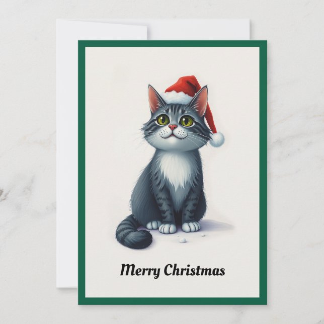 Tarjeta Festiva Elegante Gato Gato Gato Gato Gato Gay Curioso (Anverso)