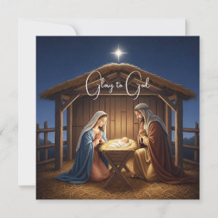 Tarjeta Festiva Elegante Gloria Religiosa A Dios Navidades Cristia