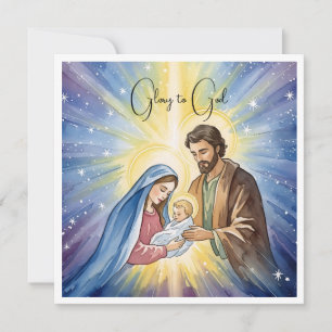 Tarjeta Festiva Elegante Gloria Religiosa A Dios Navidades Cristia