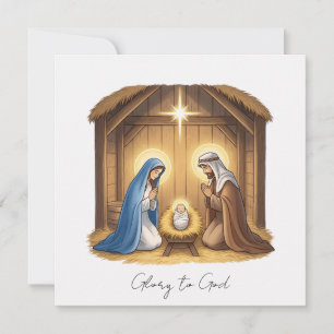 Tarjeta Festiva Elegante Gloria Religiosa A Dios Navidades Cristia