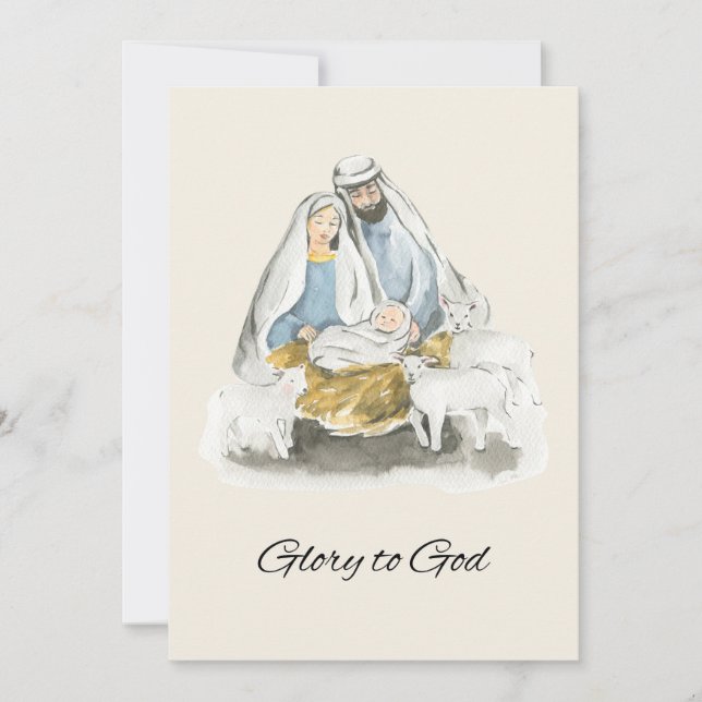 Tarjeta Festiva Elegante Gloria Religiosa A Dios Navidades Cristia (Anverso)