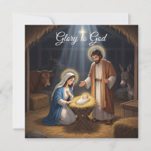 Tarjeta Festiva Elegante Gloria Religiosa A Dios Navidades Cristia