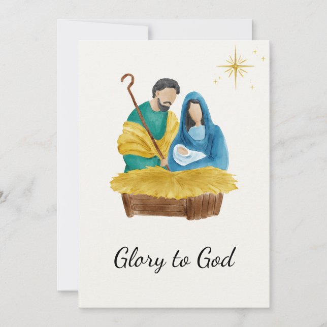 Tarjeta Festiva Elegante Gloria Religiosa A Dios Navidades Cristia (Anverso)