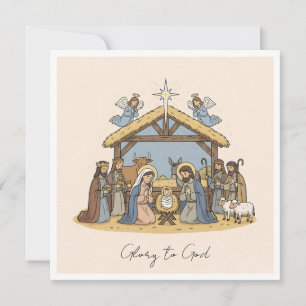 Tarjeta Festiva Elegante Gloria Religiosa A Dios Navidades Cristia