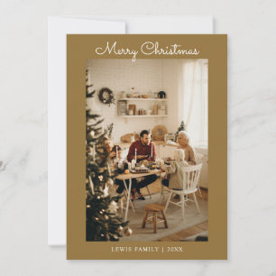 Tarjeta Festiva Elegante Gold Merry Christmas Family 5 Photo Card